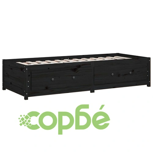 Дневно легло черно 90x190 см Single борово дърво масив ➤ топ цена ➤ sorbe.bg