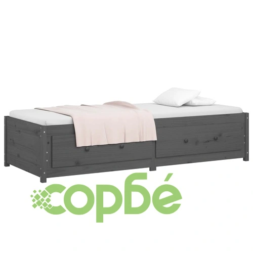 Дневно легло сиво 75x190 см Small Single бор масив ➤ топ цена ➤ sorbe.bg