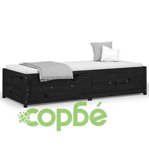 Дневно легло черно 75x190 см Small Single бор масив ➤ топ цена ➤ sorbe.bg