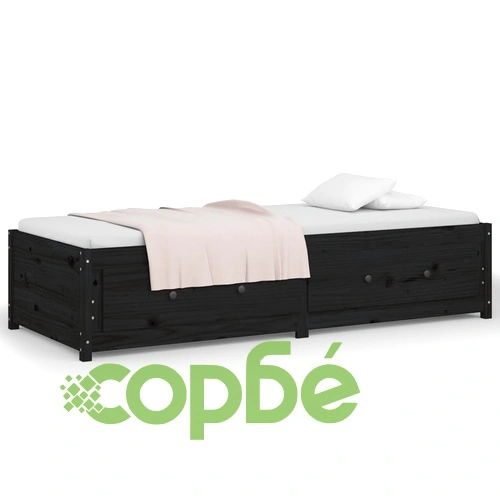 Дневно легло черно 75x190 см Small Single бор масив ➤ топ цена ➤ sorbe.bg