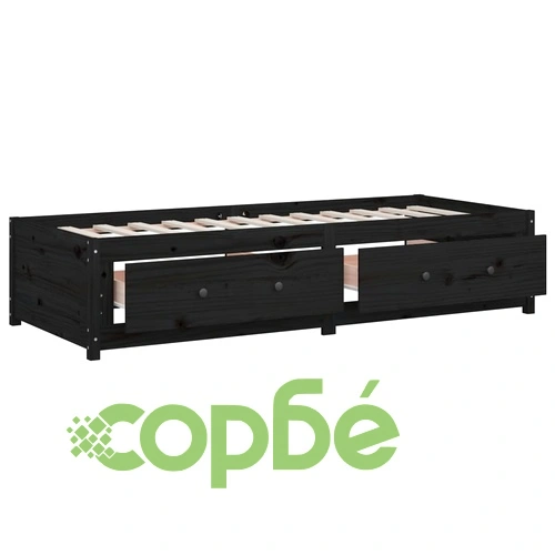 Дневно легло черно 75x190 см Small Single бор масив ➤ топ цена ➤ sorbe.bg