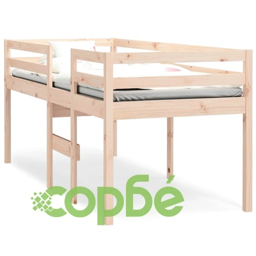 Високо легло, 90x200 см, борово дърво масив ➤ топ цена ➤ sorbe.bg