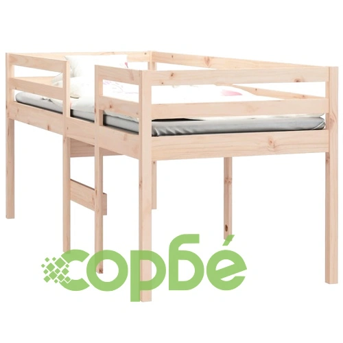 Високо легло, 80x200 см, борово дърво масив ➤ топ цена ➤ sorbe.bg