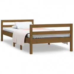 Рамка за легло, меденокафява, бор масив, 90x190 см