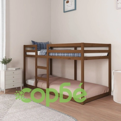 Двуетажно легло, меденокафяво, 90x200 см, борово дърво масив ➤ топ цена ➤ sorbe.bg