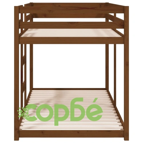 Двуетажно легло, меденокафяво, 90x200 см, борово дърво масив ➤ топ цена ➤ sorbe.bg