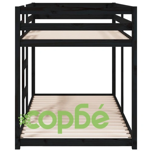 Двуетажно легло, черно, 90x200 см, масивна чамова дървесина ➤ топ цена ➤ sorbe.bg
