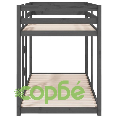 Двуетажно легло, сиво, 80x200 см, борово дърво масив ➤ топ цена ➤ sorbe.bg