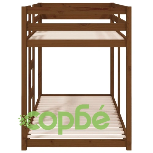 Двуетажно легло, меденокафяво, 80x200 см, борово дърво масив ➤ топ цена ➤ sorbe.bg