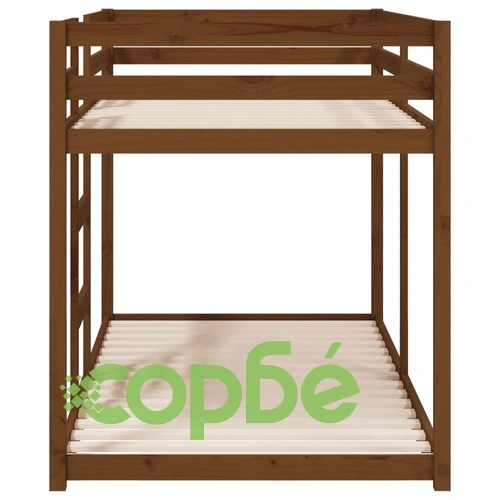 Двуетажно легло, меденокафяво, 90x190 см, борово дърво масив ➤ топ цена ➤ sorbe.bg