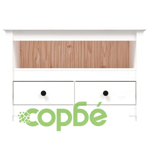 ТВ шкаф, бял, 79x35x52 см, бор масив ➤ топ цена ➤ sorbe.bg