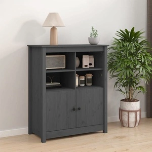 Сайдборд, сив, 83x41,5x100 см, бор масив