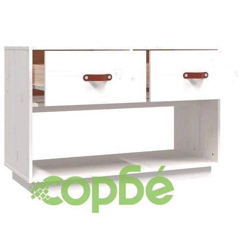 ТВ шкаф, бял, 90x40x60 см, бор масив ➤ топ цена ➤ sorbe.bg