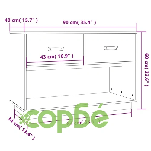ТВ шкаф, бял, 90x40x60 см, бор масив ➤ топ цена ➤ sorbe.bg