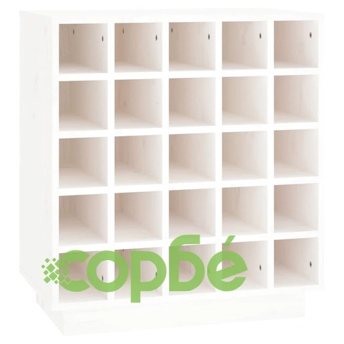 Шкаф за вино, бял, 55,5x34x61 см, борово дърво масив ➤ топ цена ➤ sorbe.bg