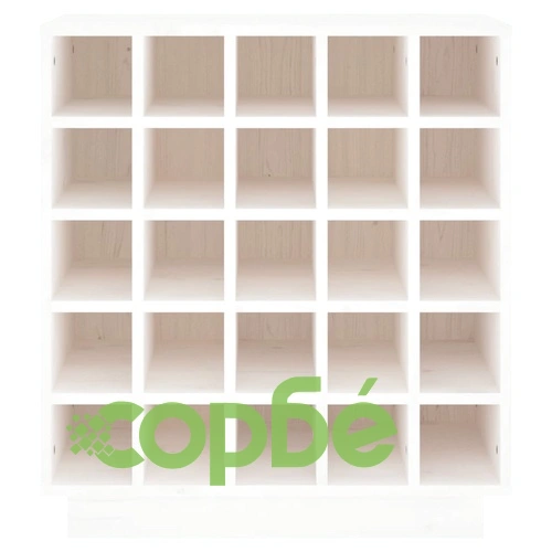 Шкаф за вино, бял, 55,5x34x61 см, борово дърво масив ➤ топ цена ➤ sorbe.bg