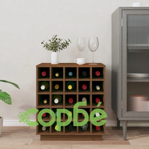 Шкаф за вино меденокафяв 55,5x34x61 см масивна дървесина бор ➤ топ цена ➤ sorbe.bg