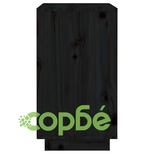 Шкаф за вино, черен, 55,5x34x61 см, борово дърво масив ➤ топ цена ➤ sorbe.bg