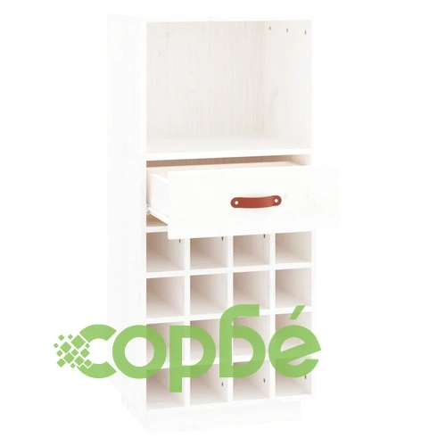 Шкаф за вино, бял, 45x34x100 см, борово дърво масив ➤ топ цена ➤ sorbe.bg