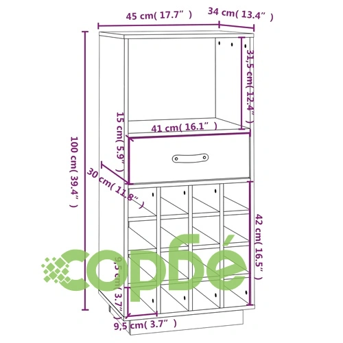 Шкаф за вино, бял, 45x34x100 см, борово дърво масив ➤ топ цена ➤ sorbe.bg