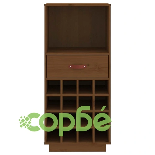 Шкаф за вино, меденокафяв, 45x34x100 см, борово дърво масив ➤ топ цена ➤ sorbe.bg