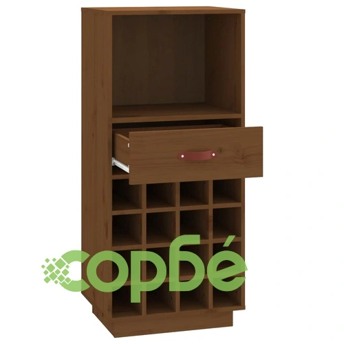 Шкаф за вино, меденокафяв, 45x34x100 см, борово дърво масив ➤ топ цена ➤ sorbe.bg