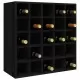 Шкаф за вино, черен, 56x25x56 см, борово дърво масив
