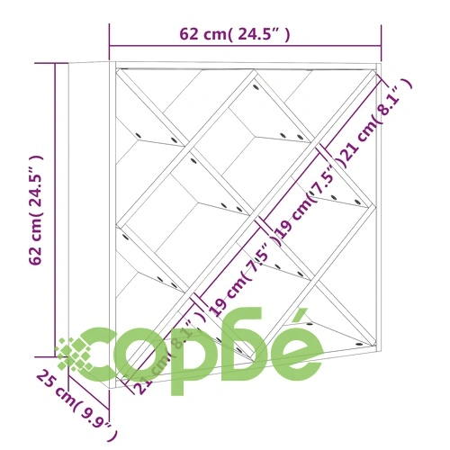 Шкаф за вино, 62x25x62 см, борово дърво масив ➤ топ цена ➤ sorbe.bg