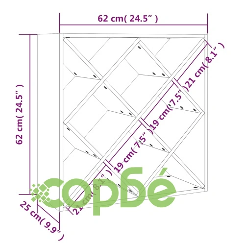 Шкаф за вино, бял, 62x25x62 см, борово дърво масив ➤ топ цена ➤ sorbe.bg