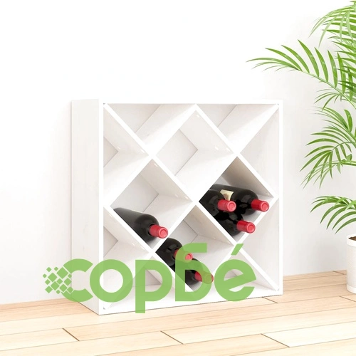 Шкаф за вино, бял, 62x25x62 см, борово дърво масив ➤ топ цена ➤ sorbe.bg