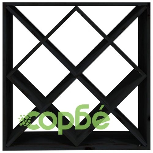 Шкаф за вино, черен, 62x25x62 см, борово дърво масив ➤ топ цена ➤ sorbe.bg