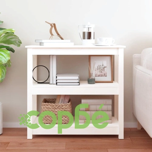 Конзолна маса бяла 80x40x74 см борово дърво масив ➤ топ цена ➤ sorbe.bg