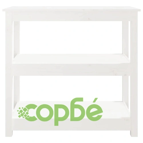 Конзолна маса бяла 80x40x74 см борово дърво масив ➤ топ цена ➤ sorbe.bg