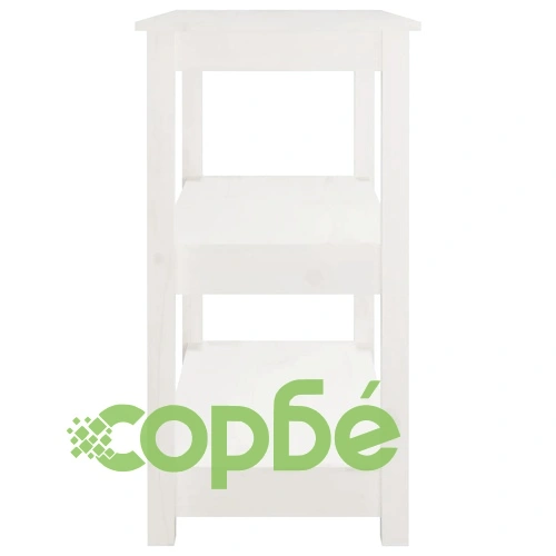 Конзолна маса бяла 80x40x74 см борово дърво масив ➤ топ цена ➤ sorbe.bg