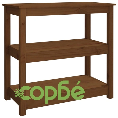 Конзолна маса, меденокафява, 80x40x74 см, борово дърво масив ➤ топ цена ➤ sorbe.bg