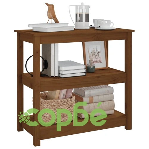 Конзолна маса, меденокафява, 80x40x74 см, борово дърво масив ➤ топ цена ➤ sorbe.bg