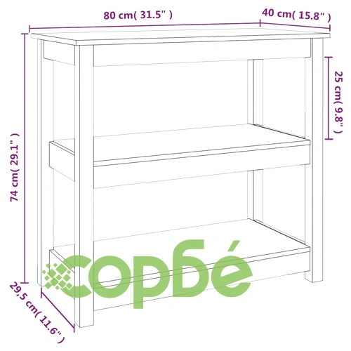 Конзолна маса, меденокафява, 80x40x74 см, борово дърво масив ➤ топ цена ➤ sorbe.bg