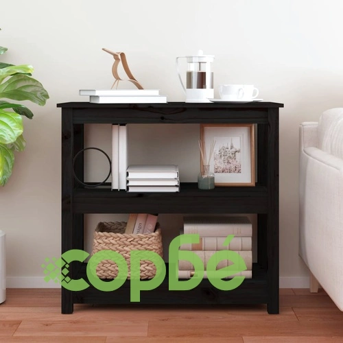 Конзолна маса, черна, 80x40x74 см, борово дърво масив ➤ топ цена ➤ sorbe.bg