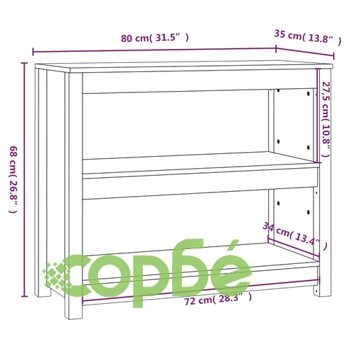 Библиотека, сива, 80x35x68 см, бор масив ➤ топ цена ➤ sorbe.bg