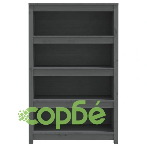 Библиотека, сива, 80x35x126 см, бор масив ➤ топ цена ➤ sorbe.bg