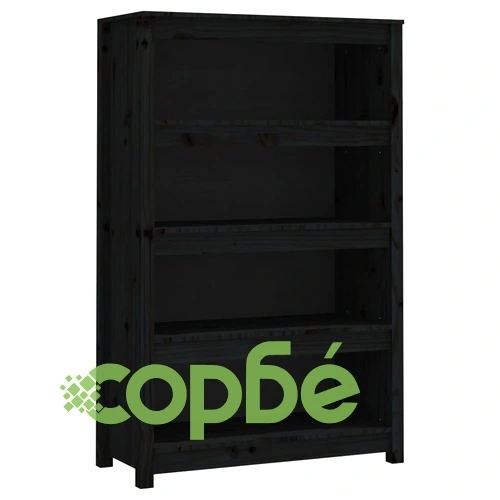 Библиотека, черна, 80x35x126 см, бор масив ➤ топ цена ➤ sorbe.bg