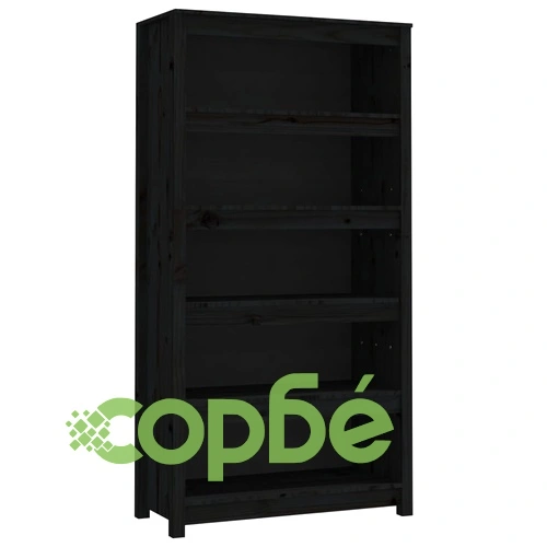 Библиотека, черна, 80x35x154 см, бор масив ➤ топ цена ➤ sorbe.bg