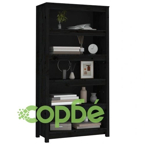 Библиотека, черна, 80x35x154 см, бор масив ➤ топ цена ➤ sorbe.bg