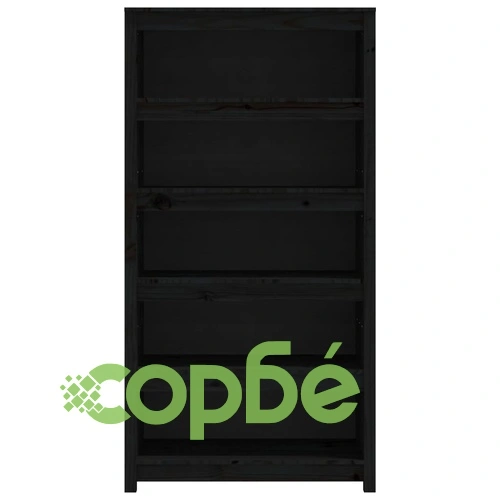 Библиотека, черна, 80x35x154 см, бор масив ➤ топ цена ➤ sorbe.bg