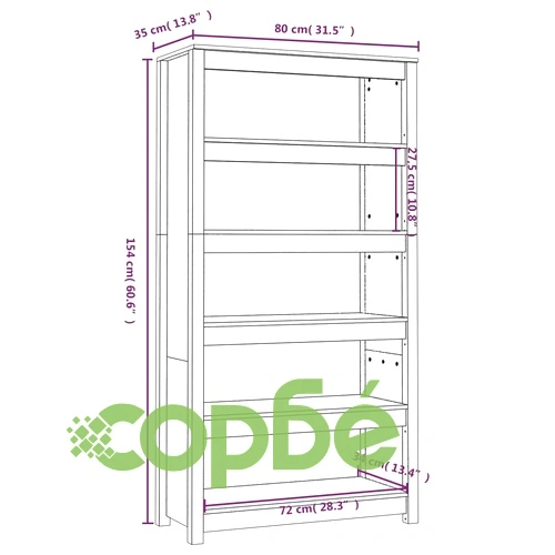 Библиотека, черна, 80x35x154 см, бор масив ➤ топ цена ➤ sorbe.bg