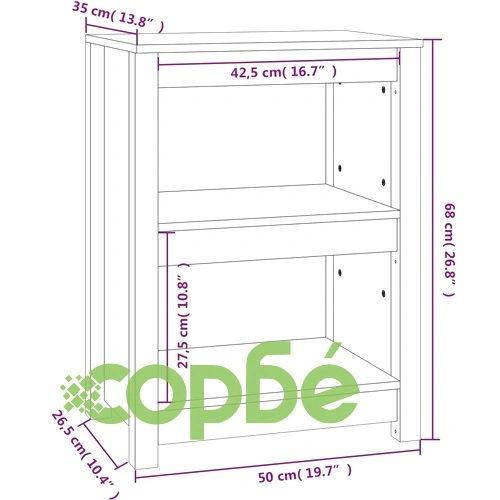 Библиотека, меденокафява, 50x35x68 см, бор масив ➤ топ цена ➤ sorbe.bg