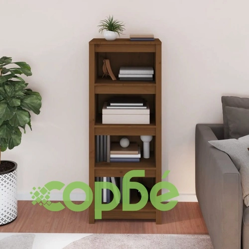 Библиотека, меденокафява, 50x35x125,5 см, бор масив ➤ топ цена ➤ sorbe.bg