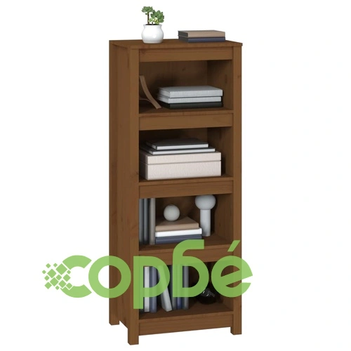 Библиотека, меденокафява, 50x35x125,5 см, бор масив ➤ топ цена ➤ sorbe.bg