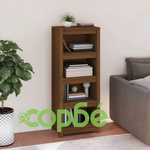 Библиотека, меденокафява, 50x35x125,5 см, бор масив ➤ топ цена ➤ sorbe.bg