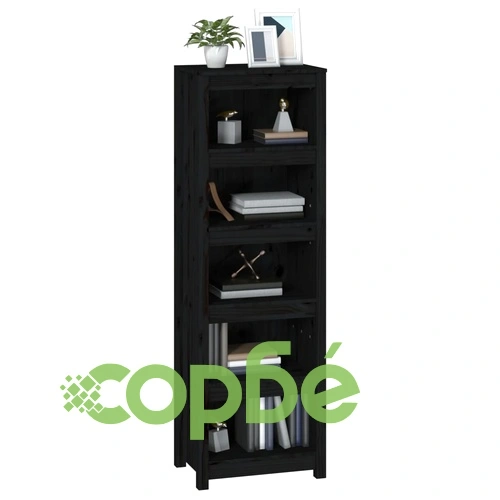 Библиотека, черна, 50x35x154 см, бор масив ➤ топ цена ➤ sorbe.bg